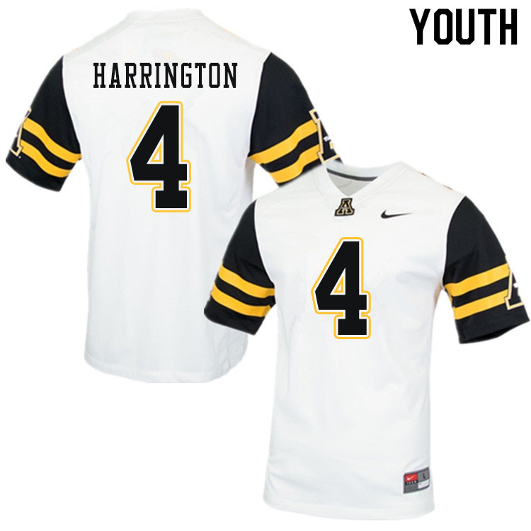 Youth #4 Daetrich Harrington Appalachian State Mountaineers College Football Jerseys Sale-White